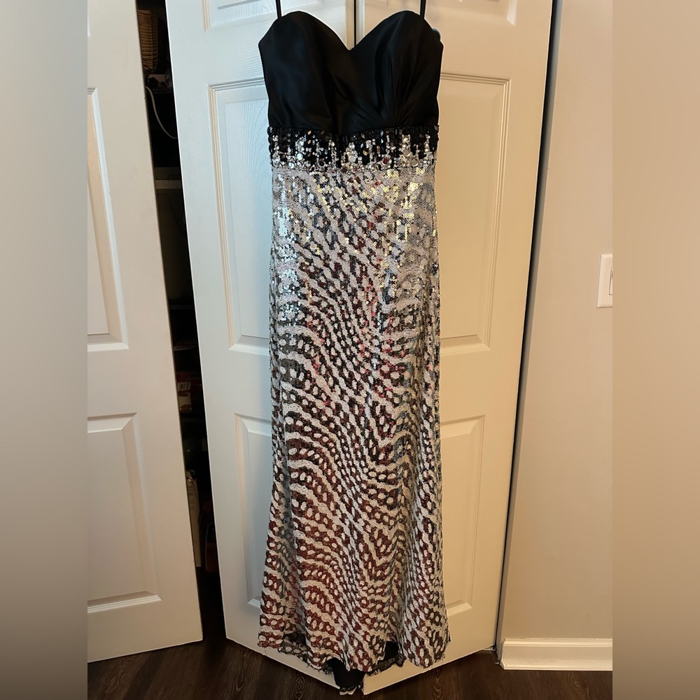 Beautiful Black & Silver Sequin Prom Dress